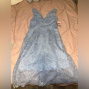 Baby Blue Midi Lace Dress